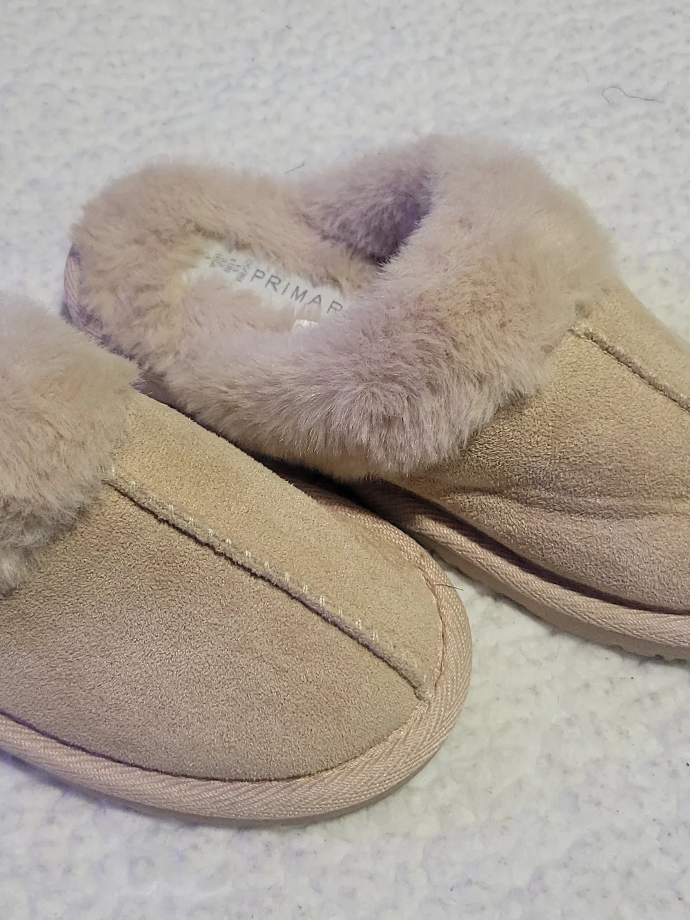 Primark Beige Faux Fur Lined Kids Slippers For Boys And Girls